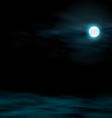 Image showing Night Sky with the Moon. Lunar Landscape