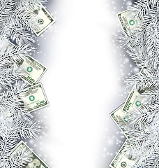 Image showing Holiday Frame with Fir Branches and Dollars