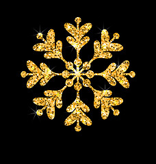 Image showing Golden Merry Christmas Sparkle Snowflakes