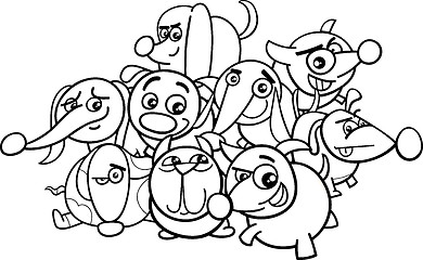 Image showing cartoon dogs coloring page