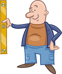 Image showing worker with spirit level cartoon