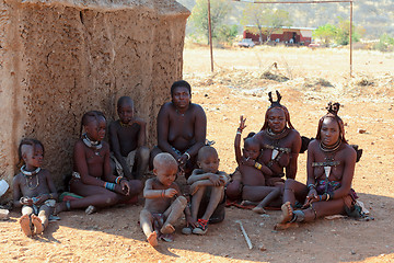 Image showing Himba woman with child in the village