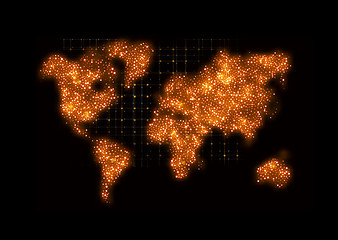 Image showing Map of the world in the form circles. Vector