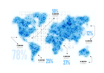 Image showing Map of the world in the form circles. Vector