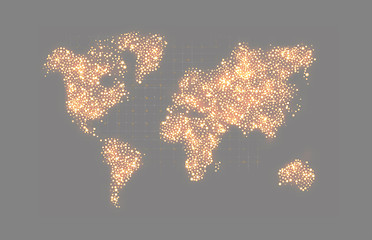 Image showing Map of the world in the form circles. Vector