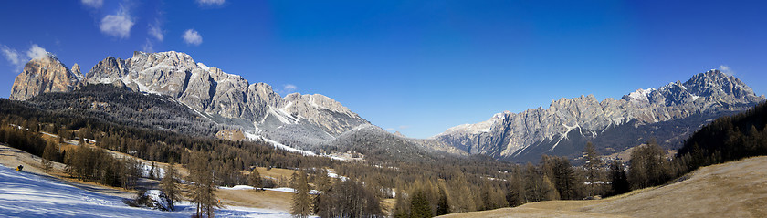 Image showing Panoramic view of Dolomites mountains around Cortina d Ampezzo I