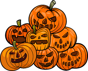 Image showing cartoon halloween pumpkins