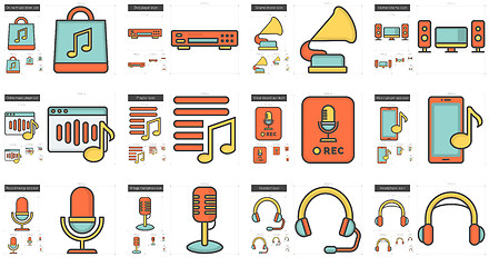 Image showing Music line icon set.