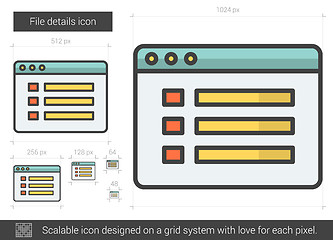 Image showing File details line icon.