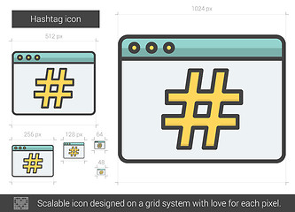Image showing Hashtag line icon.