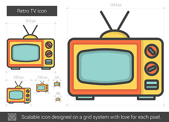 Image showing Retro TV line icon.