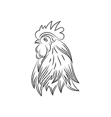 Image showing Head of Rooster, Hand Drawn Style