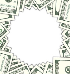 Image showing Round Frame with Dollars with Shadows on White Background