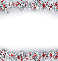 Image showing Christmas Banner with Silver Fir Twigs