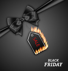 Image showing Sale Discount with Fire Flame, Black Bow Ribbon for Black Friday