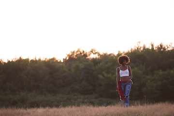 Image showing young black woman in nature