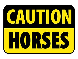 Image showing Caution Horses on Trail Sign