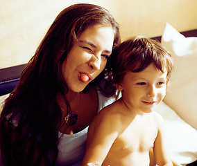 Image showing mother with son, happy family at home