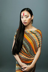 Image showing beauty young asian girl with make up like Pocahontas, red indian