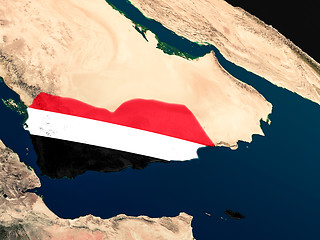 Image showing Flag of Yemen from space