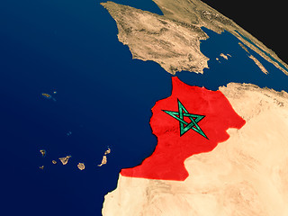 Image showing Flag of Morocco from space