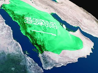 Image showing Flag of Saudi Arabia from space