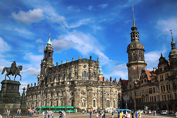 Image showing DRESDEN, GERMANY – AUGUST 13, 2016: Tourists walk on Theaterpl