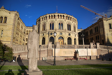 Image showing OSLO, NORWAY – AUGUST 17, 2016: Norwegian parliament designed 