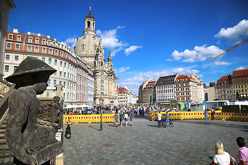 Image showing DRESDEN, GERMANY – AUGUST 13, 2016: People walk on Neumarkt Sq