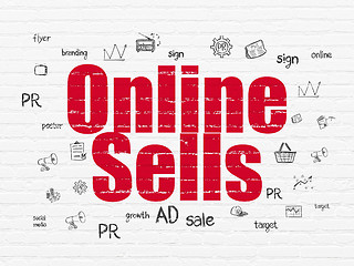 Image showing Marketing concept: Online Sells on wall background