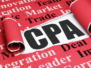 Image showing Finance concept: black text CPA under the piece of  torn paper