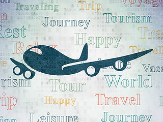 Image showing Tourism concept: Airplane on Digital Data Paper background