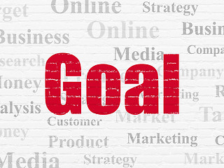 Image showing Marketing concept: Goal on wall background