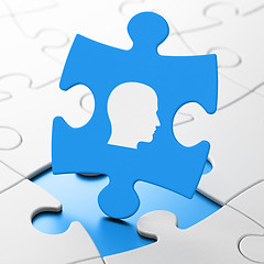 Image showing Finance concept: Head on puzzle background