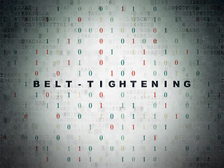 Image showing Finance concept: Belt-tightening on Digital Data Paper background