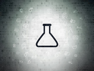 Image showing Science concept: Flask on Digital Data Paper background