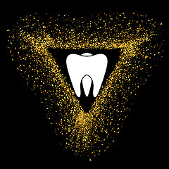 Image showing Tooth Logo on Gold Parts Triangle Frame. 