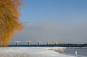 Image showing Oland Bridge and snowy landscape