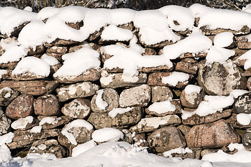 Image showing Snowy stone wall texture