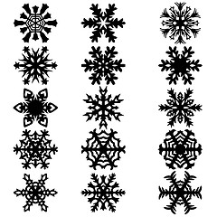 Image showing Set snowflakes icons on white background, illustration