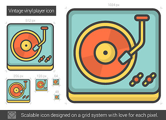 Image showing Vintage vinyl player line icon.