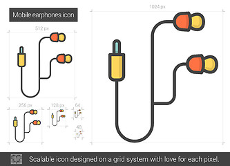 Image showing Mobile earphones line icon.