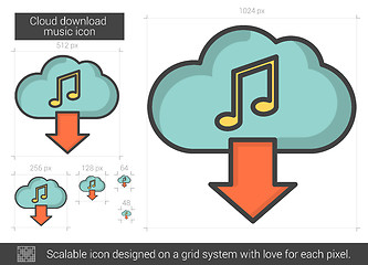 Image showing Cloud download music line icon.