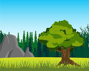 Image showing Tree on glade by summer