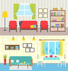 Image showing Set Home Interiors. Design of Living Rooms