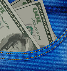 Image showing In the Front Pocket of Denim Trousers Have Dollars