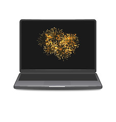 Image showing Laptop Screen Display with Firework