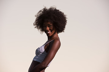 Image showing young black woman in nature