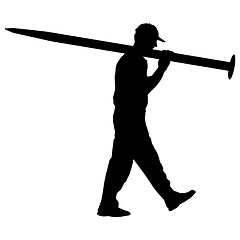 Image showing Silhouette Porter carrying the large nail in his hands, illustration