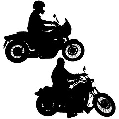 Image showing Set of biker motocross silhouettes, illustration